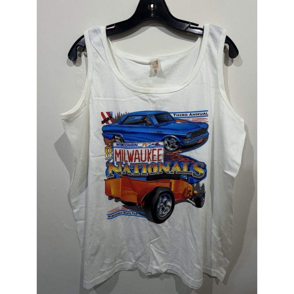 Vintage 2007 NSRA Milwaukee Street Rod Nationals Tank top Women's L Hot Rod Car